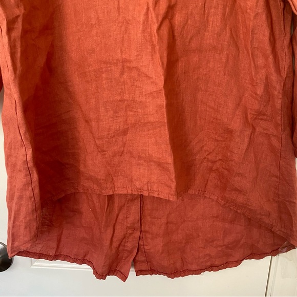 Terzo Millennio High/Low Blouse 100% Linen - Picture 4 of 6